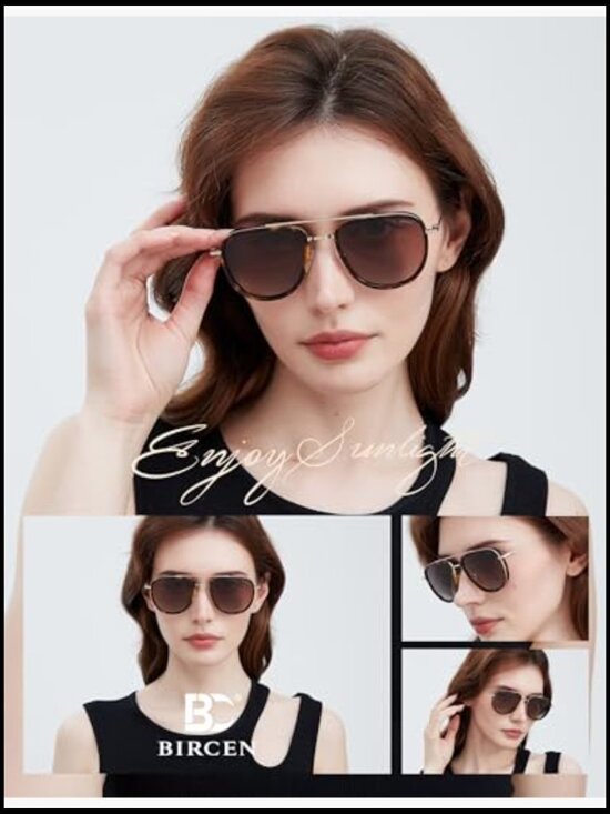 Acetate & Metal Aviator Polarized UV Protection Sunglasses main image 4
